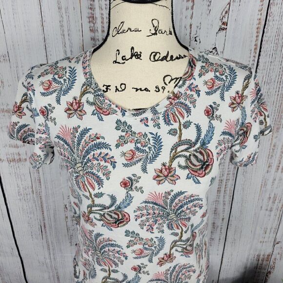 H & M Floral Paisley Crew Neck Tee Shirt - Picture 3 of 6
